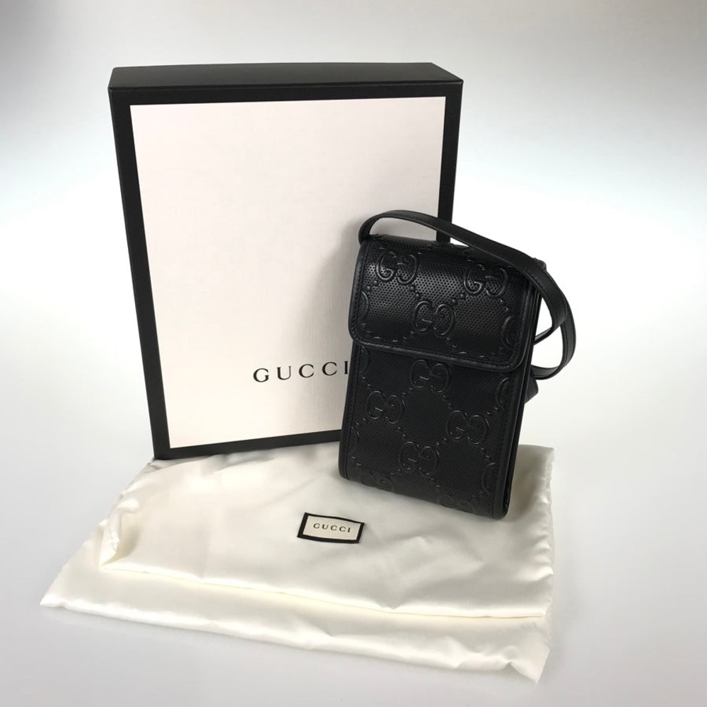 NWT Gucci Black Embossed Leather Bag